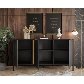 LARETTO dreitürige Kommode 153 cm 3D anthrazit