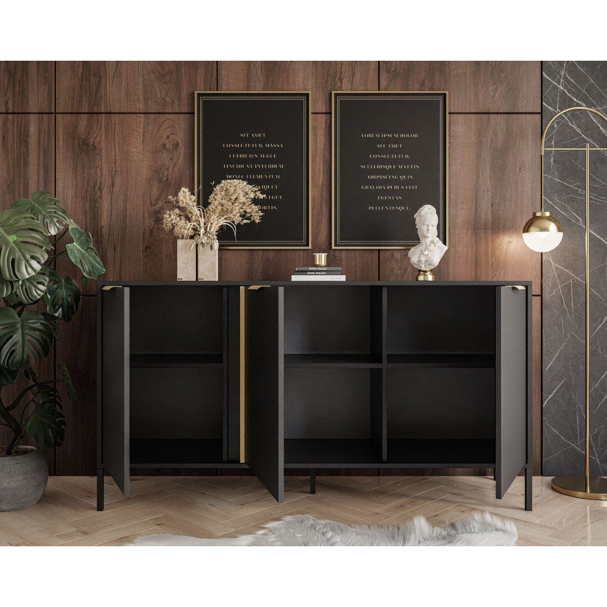 LARETTO dreitürige Kommode 153 cm 3D anthrazit