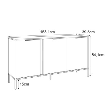 LARETTO dreitürige Kommode 153 cm 3D anthrazit