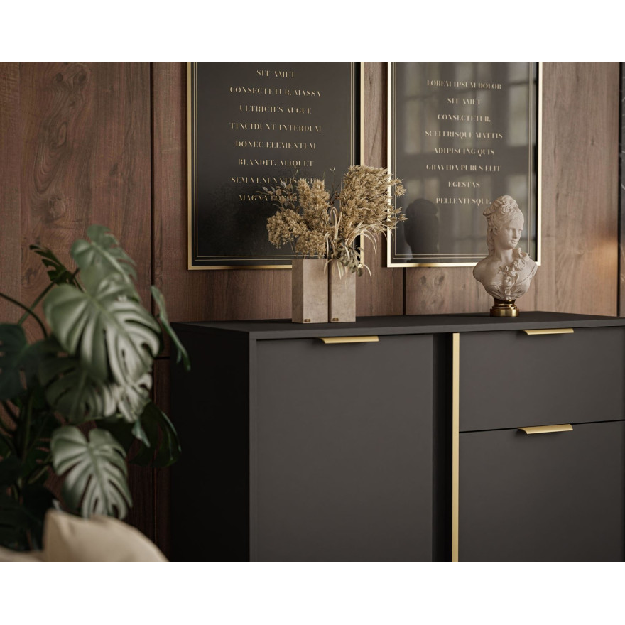 LARETTO 103 cm 2D1S Kommode anthrazit