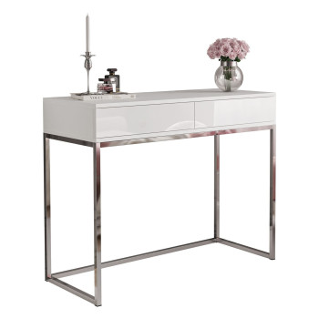 BLANCO GLAMOUR Konsolentisch mit verchromtem Gestell Weiß Hochglanz