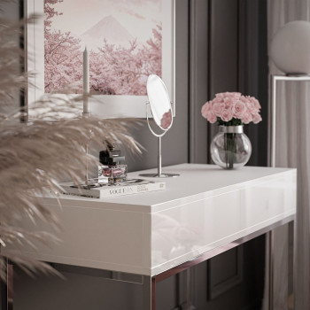 BLANCO GLAMOUR Konsolentisch mit verchromtem Gestell Weiß Hochglanz