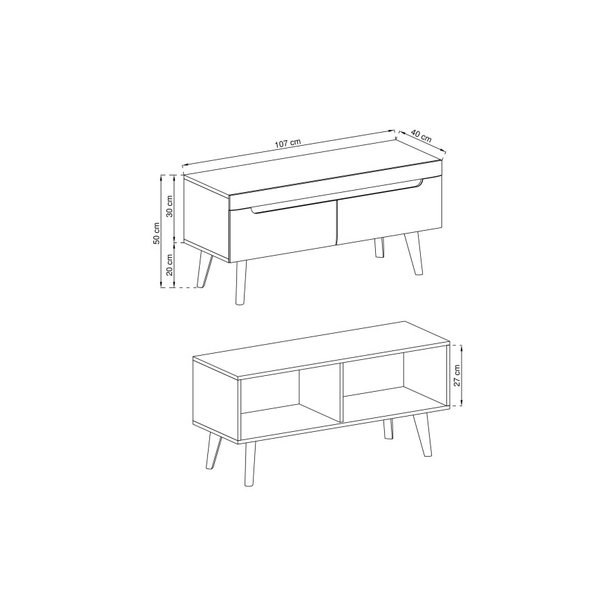  TV-Schrank Lowboard NORDICA 107 Hochglanz
