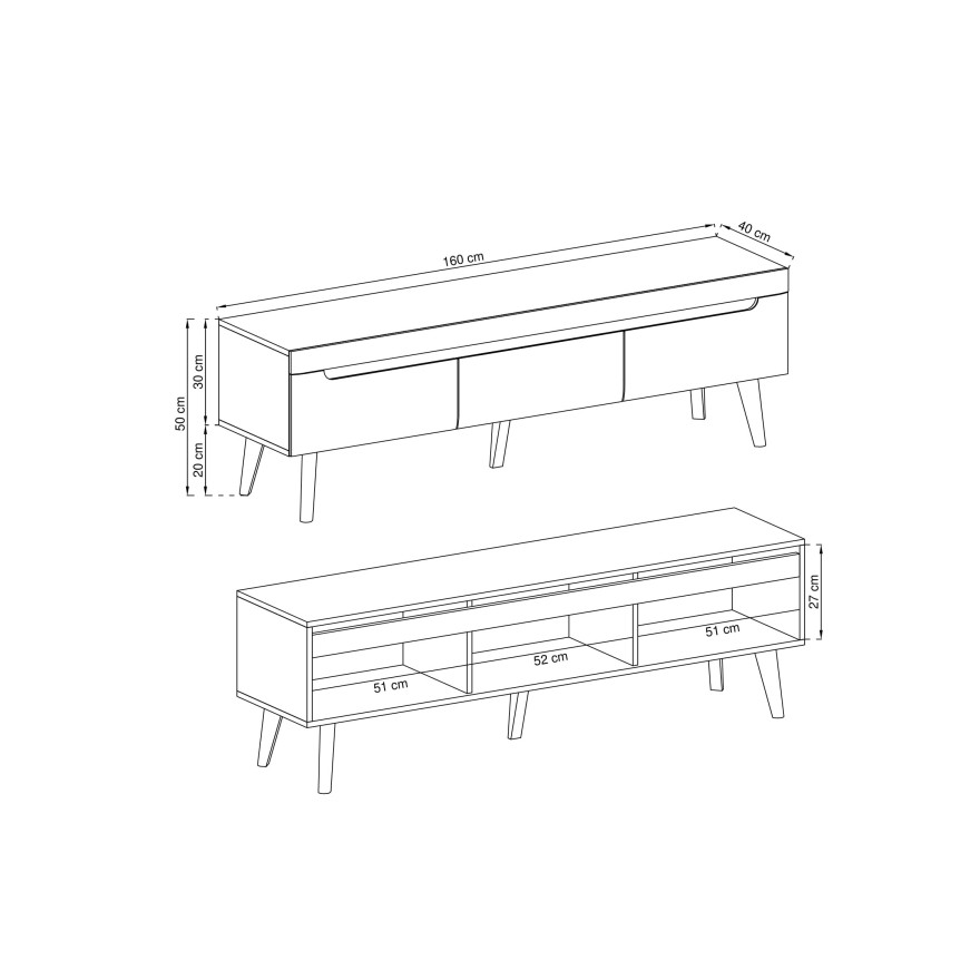 TV-Schrank Lowboard NORDICA 160 mit Hochglanz