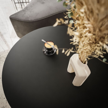 2in1 LORI runder Couchtisch mattschwarz mit goldenem Gestell