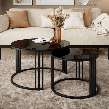 Runder Couchtisch 2in1 LORI GLASS