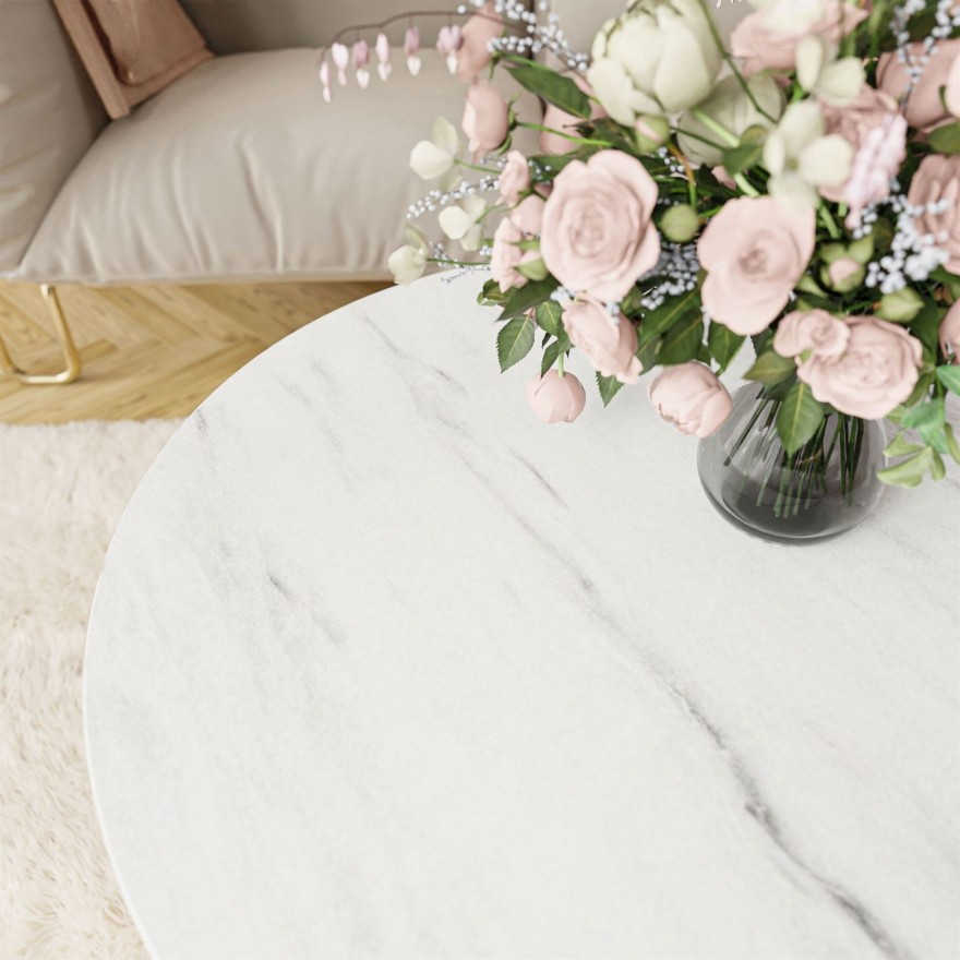 LORI LEVANTO Runder Couchtisch mit goldenem Gestell LORI LEVANTO Runder Couchtisch mit goldenem Gestell