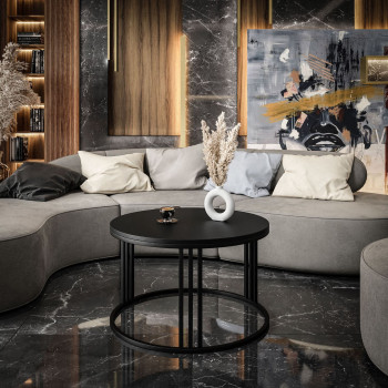 LORI runder Couchtisch schwarz matt