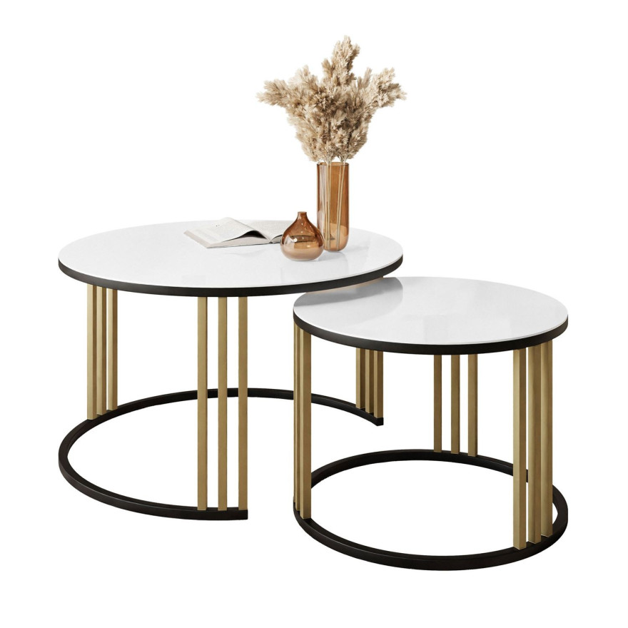 Runder Couchtisch 2in1 LORI MIX GLASS