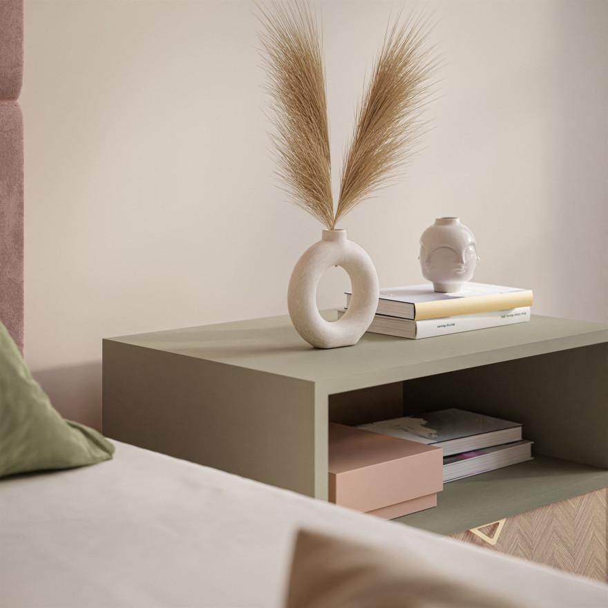 ALOE Nachttisch mit Fischgrätenmuster Scandi