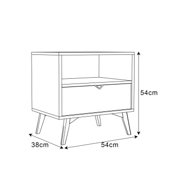 ALOE Nachttisch mit Fischgrätenmuster Scandi