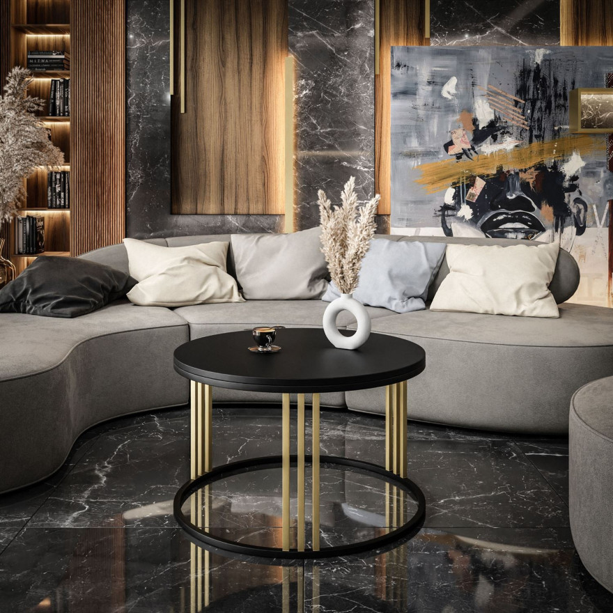 LORI MIX runder Couchtisch mattschwarz