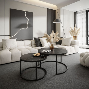 CHLOE 2in1 Couchtisch Marmor schwarz