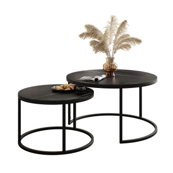 CHLOE 2in1 Couchtisch Marmor schwarz