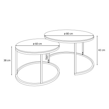 CHLOE 2in1 Couchtisch Marmor schwarz