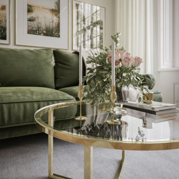 CIRI-X runder Couchtisch mit Glasplatte und goldenem Gestell