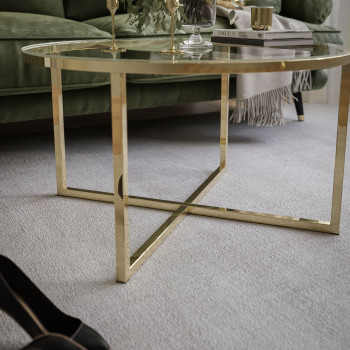 CIRI-X runder Couchtisch mit Glasplatte und goldenem Gestell