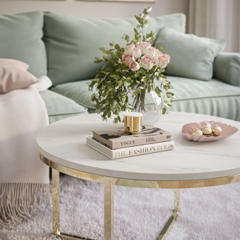 CIRI-X LEVANTO runder Couchtisch mit verchromtem Gestell