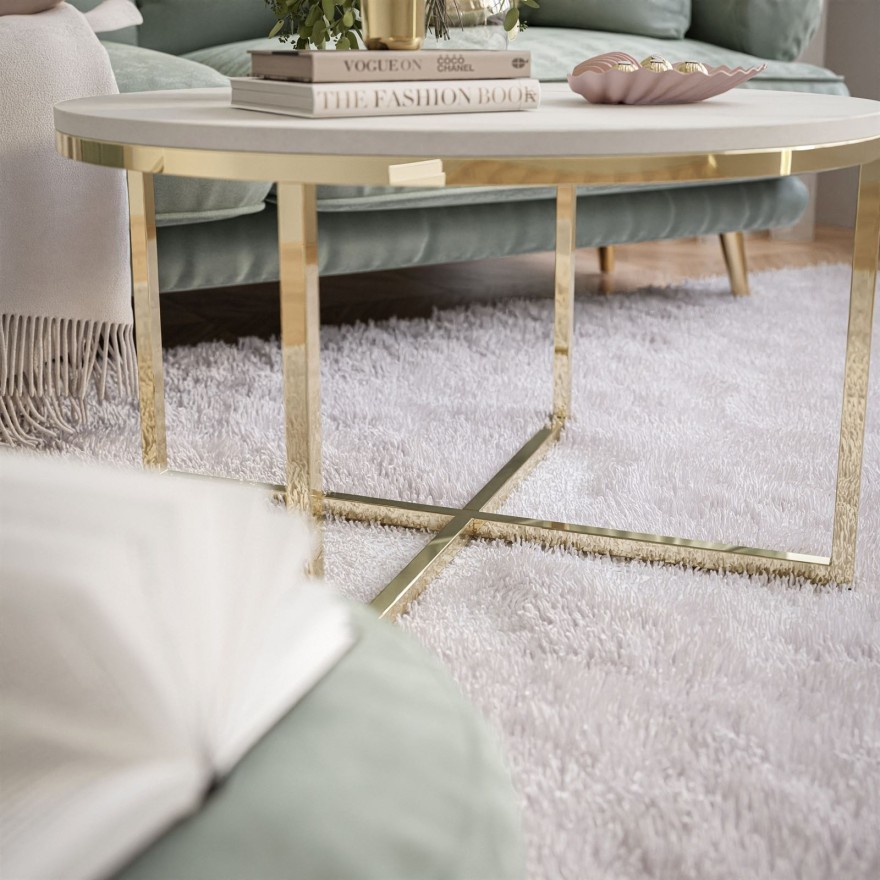 CIRI-X LEVANTO runder Couchtisch mit verchromtem Gestell