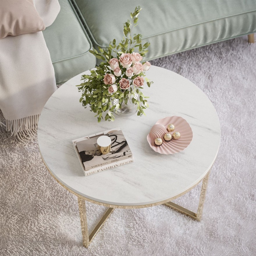 CIRI-X LEVANTO runder Couchtisch mit verchromtem Gestell