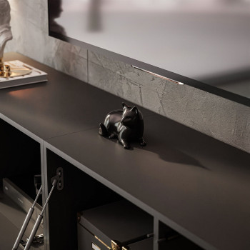 TV-Hängeschrank COLGANTE 200 Schwarz Hochglanz mit LED