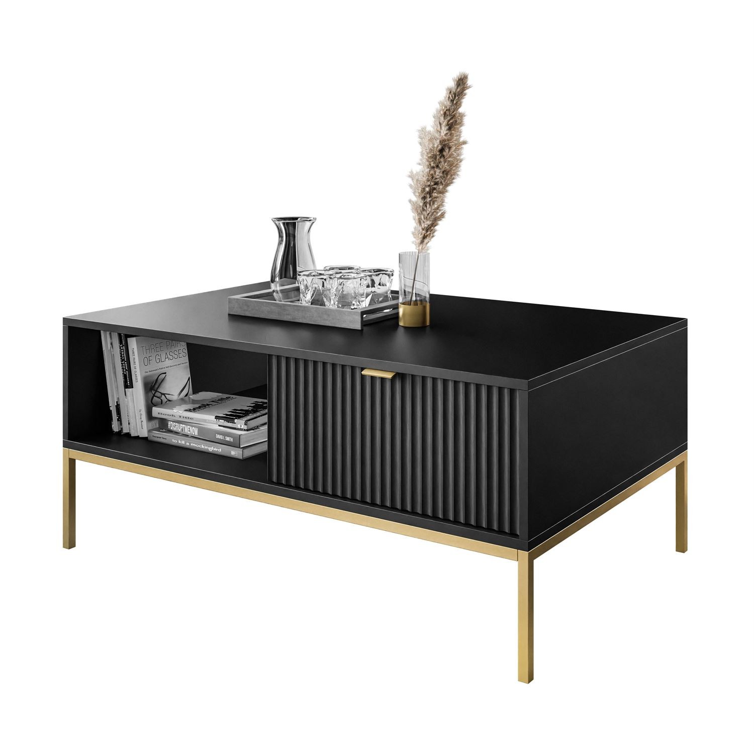 CORTADO GOLD Couchtisch L-104 mit Schublade