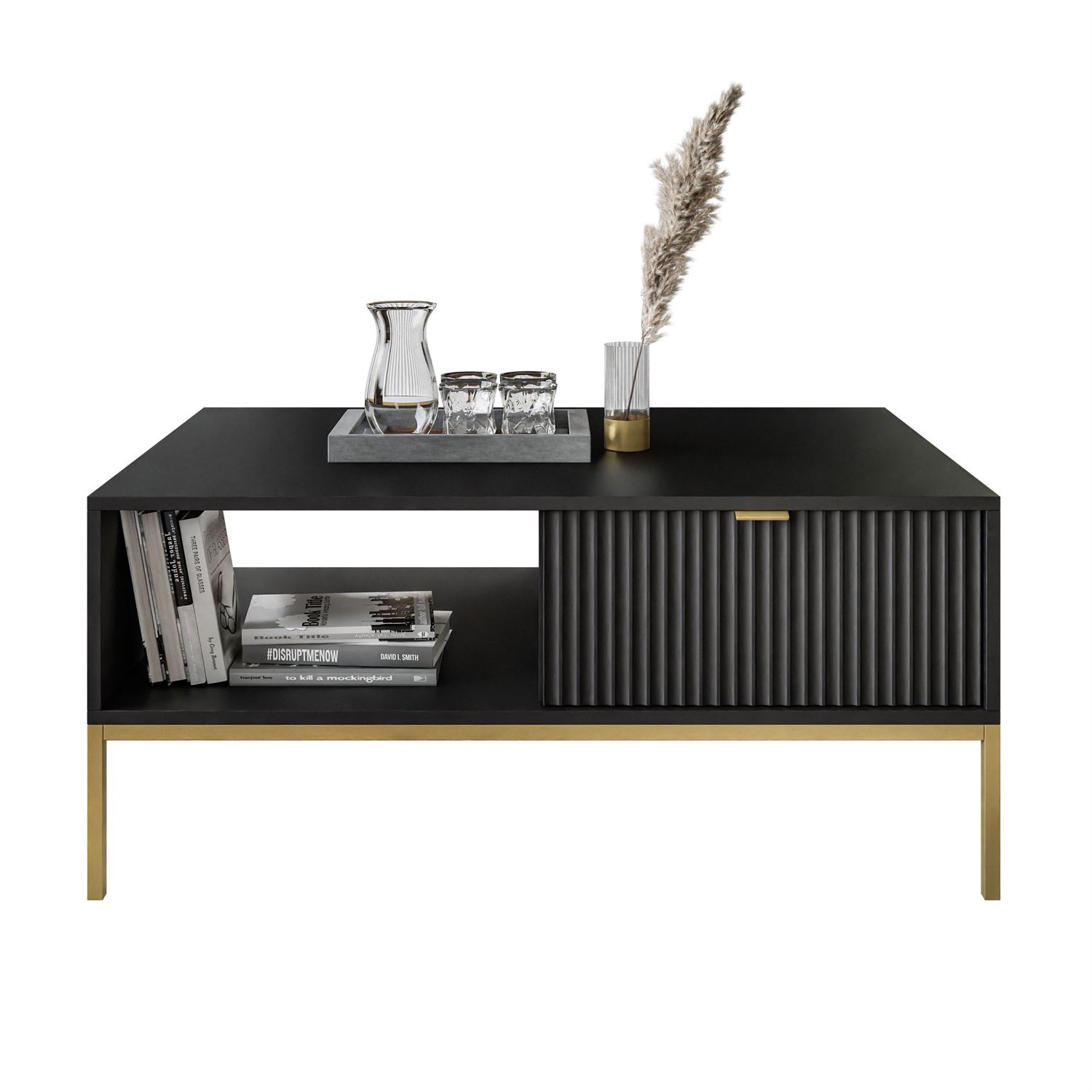 CORTADO GOLD Couchtisch L-104 mit Schublade