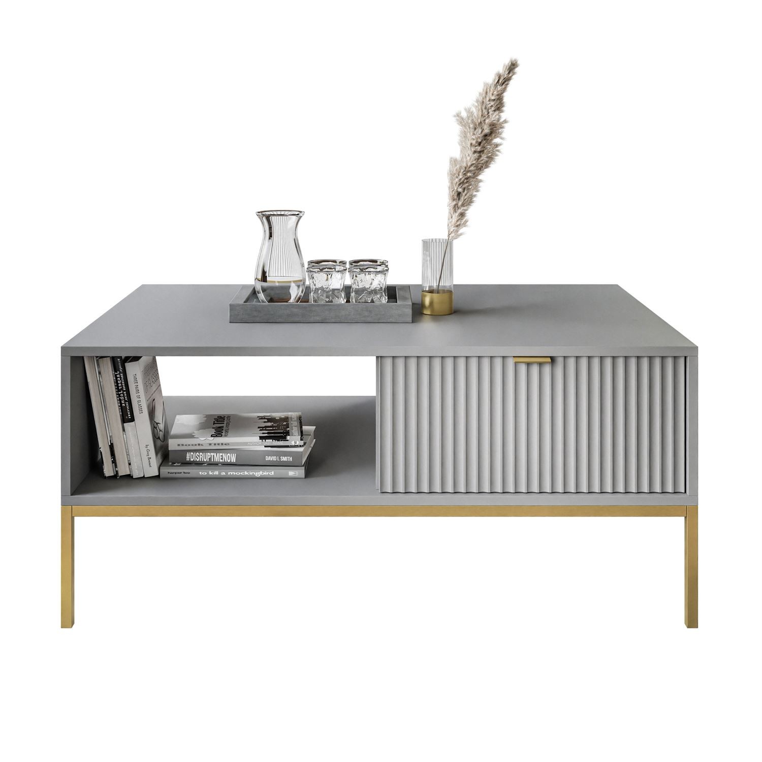 CORTADO GOLD Couchtisch L-104 mit Schublade