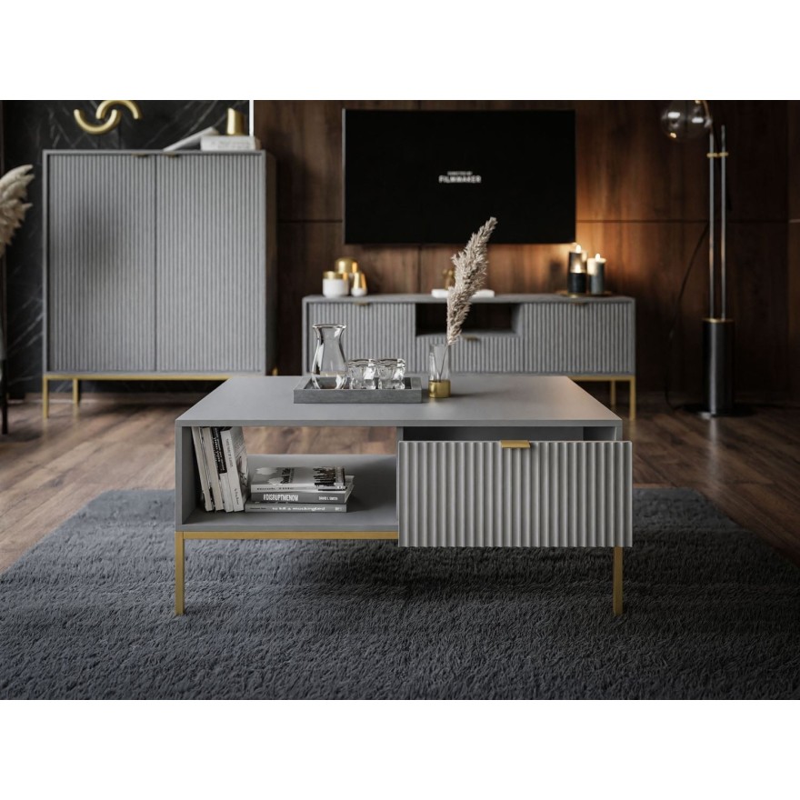 CORTADO GOLD Couchtisch L-104 mit Schublade