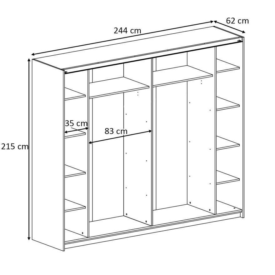 AURA PLUS Schiebeschrank, weiß Hochglanz mit Erweiterung