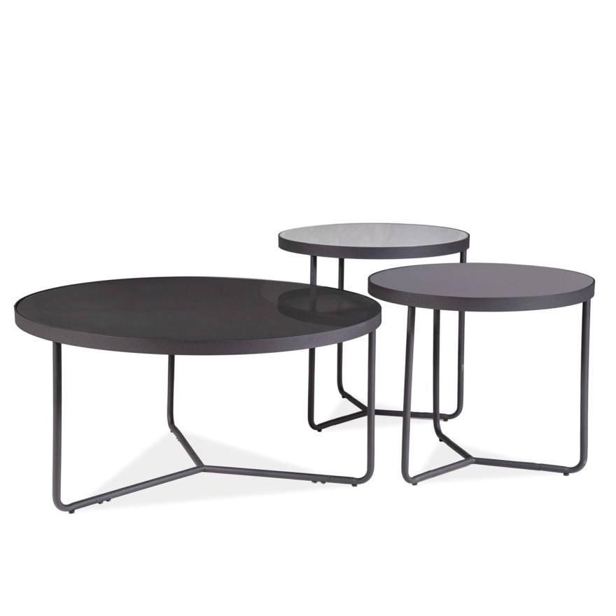 3in1 Couchtisch TROIS Glasplatte