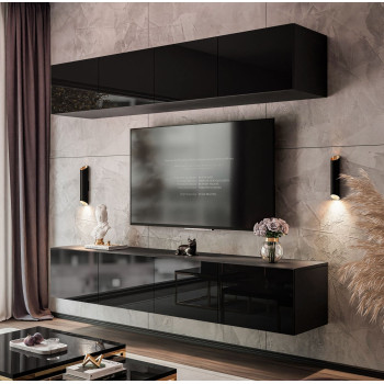 TV-Wohnwand COLGANTE schwarz Hochglanz mit LED