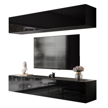 TV-Wohnwand COLGANTE schwarz Hochglanz mit LED