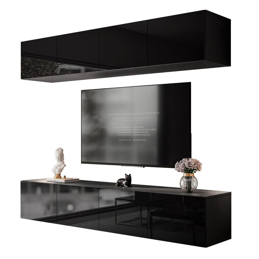 TV-Wohnwand COLGANTE schwarz Hochglanz mit LED
