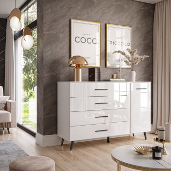 Kommode AURA II mit Griffen und LED Beleuchtung