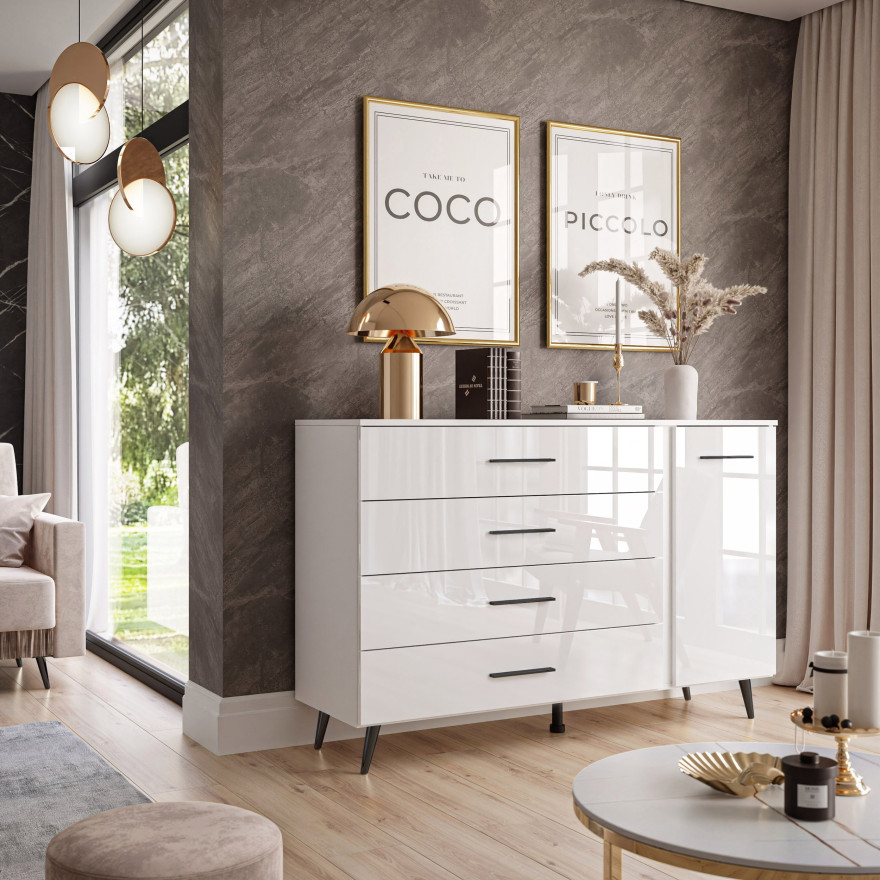 Kommode AURA II mit Griffen und LED Beleuchtung