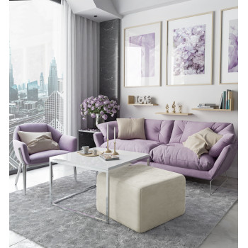 Yoshi Couchtisch mit Hocker auf einem Chromestell  Hochglanz