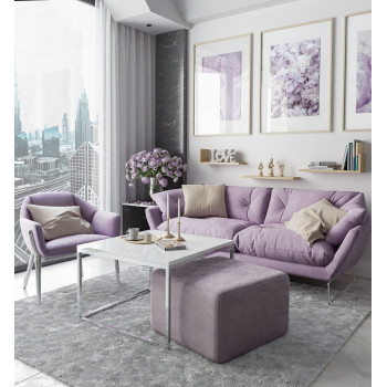 Yoshi Couchtisch mit Hocker auf einem Chromestell  Hochglanz