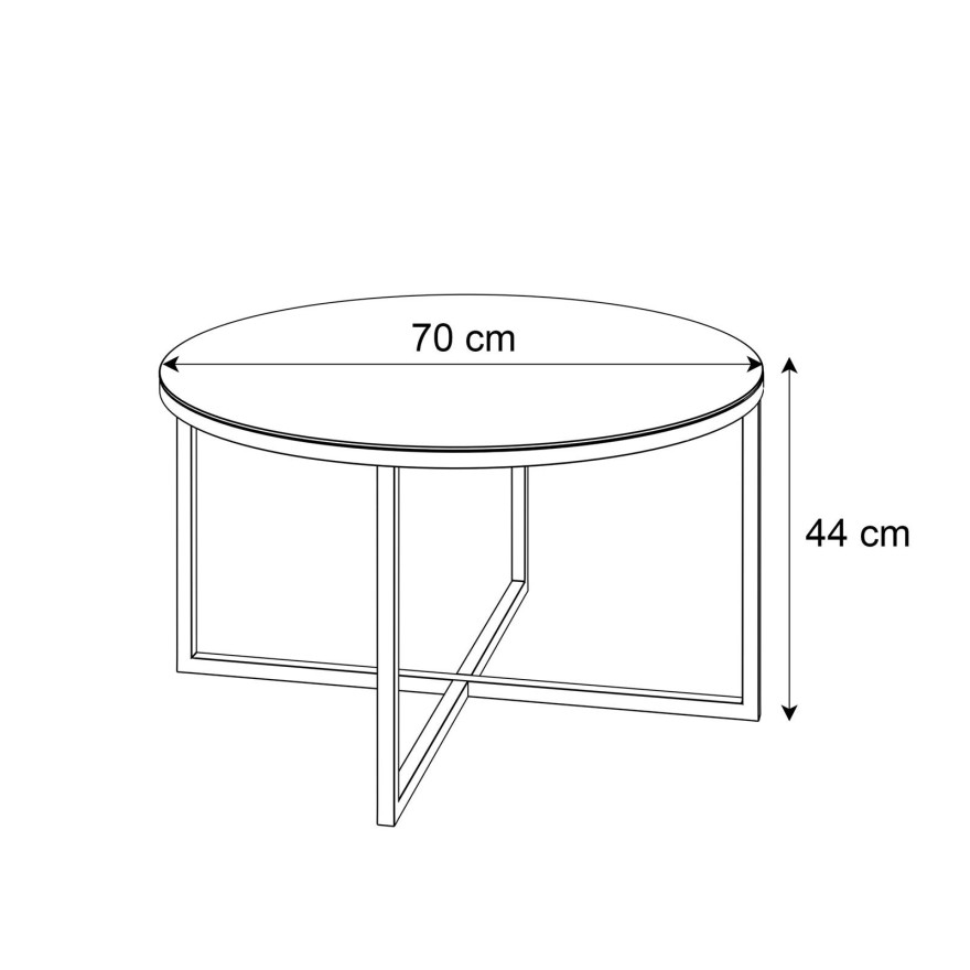 CIRI-X GLASS Runder Couchtisch mit goldenem Chromgestell