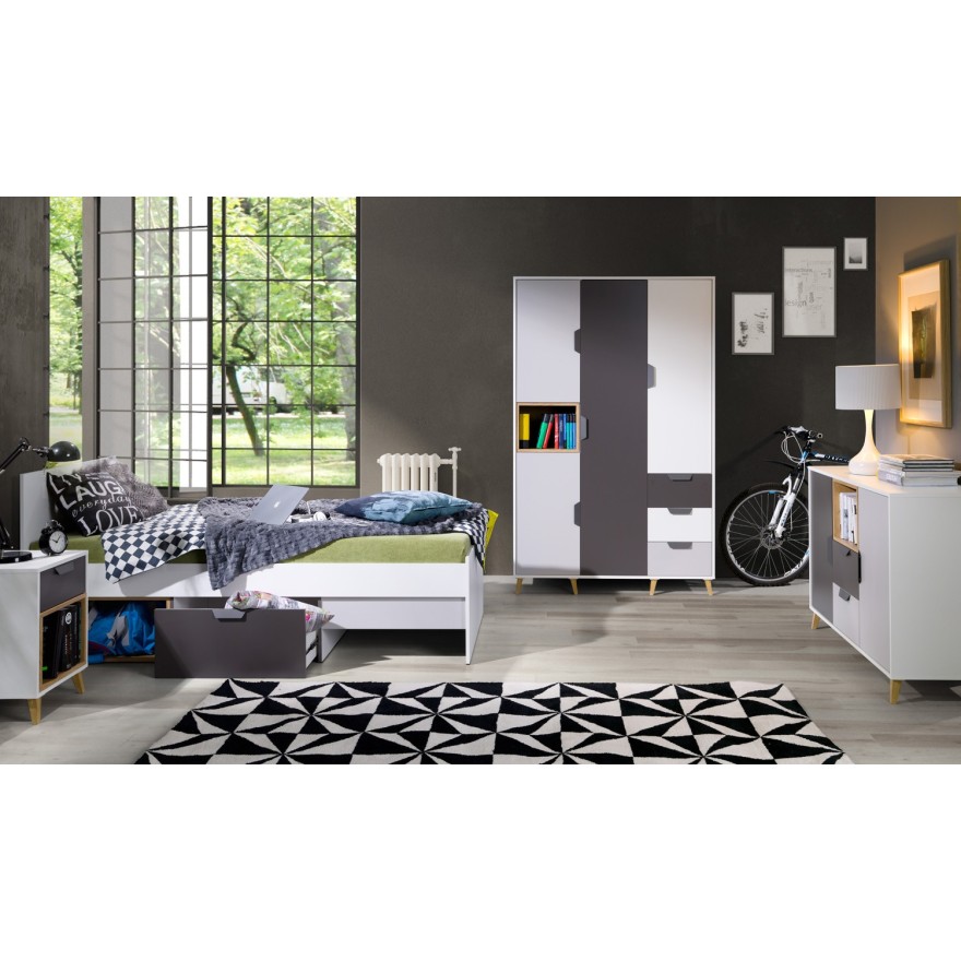 BRUNO 90x200 cm Jugendbett mit Gestell