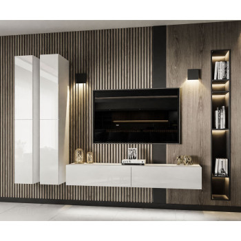 Wohnwand COLETTE II weiß hochglanz