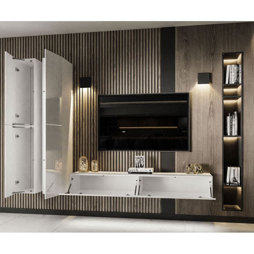 Wohnwand COLETTE II weiß hochglanz