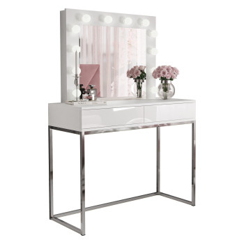 Schminktisch BLANCO GLAMOUR mit Spiegel und LED-Beleuchtung Schminktisch BLANCO GLAMOUR mit Spiegel und LED-Beleuchtung