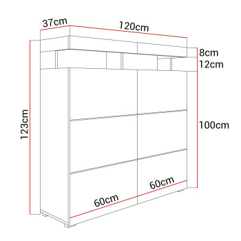 Kommode VANCOUVER W9.832 weiß Hochglanz mit LED