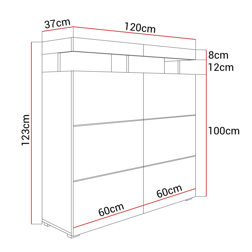Kommode VANCOUVER W9.832 weiß Hochglanz mit LED