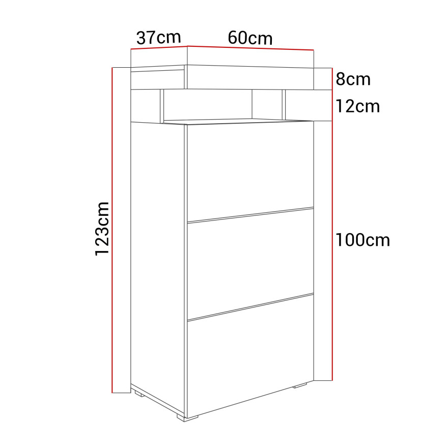 Standvitrine VANCOUVER W9.410 weiß Hochglanz mit LED