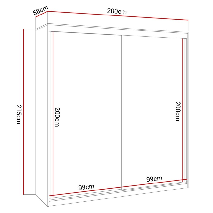 Kleiderschrank BASTER II 200 cm mit Spiegel und Schiebetürenschrank
