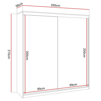 Kleiderschrank BASTER II PLUS 200 cm mit Spiegel und Schiebetürenschrank Kleiderschrank BASTER II PLUS 200 cm mit Spiegel und Schiebetürenschrank