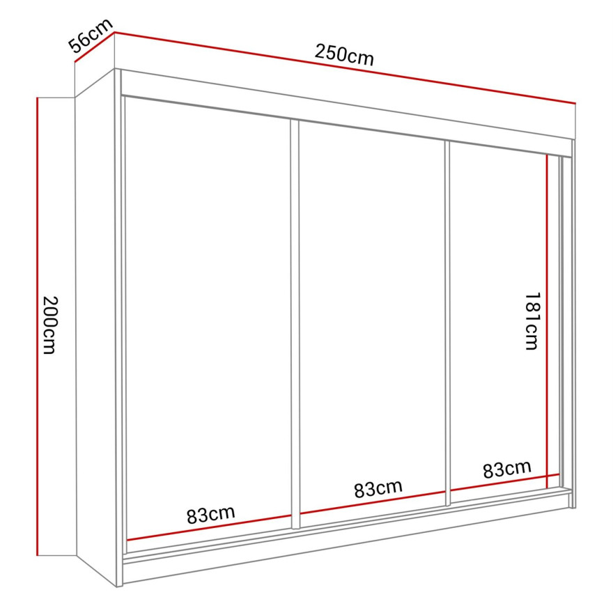 Dreitüriger Schiebeschrank DELMA II 250 cm