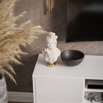 SANAYI RTV Schrank auf Beinen mit Ablagen weiß glänzend